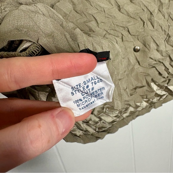 Babette Crinkle Top Anthropologie Snap Button Tan Brown Laganlook Size Small - Picture 7 of 9